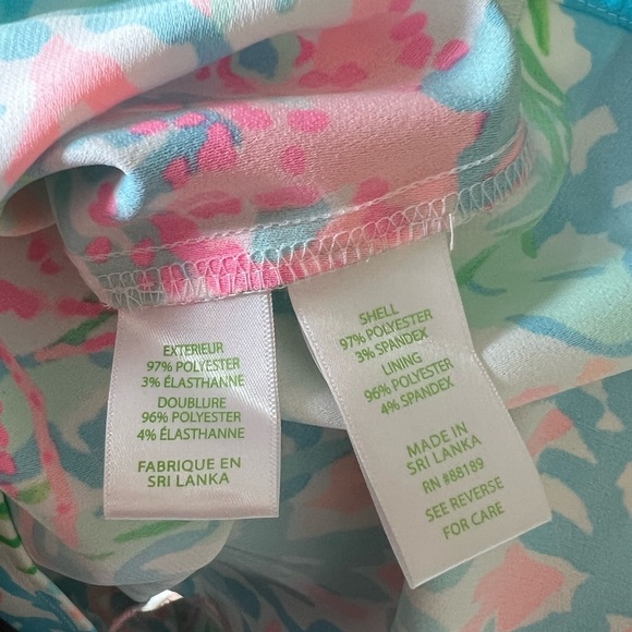 Lilly Pulitzer Blanca Stretch Romper Coral Bay Blue Pink Floral - Picture 6 of 7